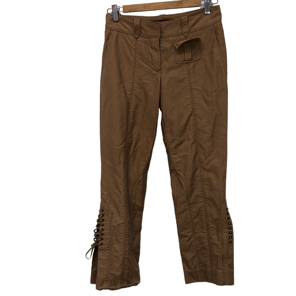 Louis Vuitton Paris France SPECTACULAR rich khaki cropped lace up Cargo size 4